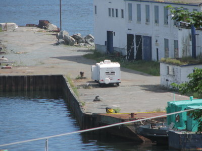 Air conditioned mystery trailer on stands