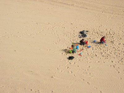 April 5 -  Luis and S2 playing in the sand