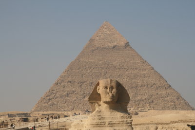 The sphynx in front of  Chefren's Pyramid