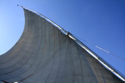 White sails in the blue sky