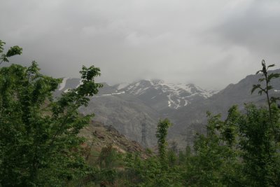 View from the white palace. In the background the Alborz Mountains