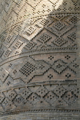 Decorative patterns on the brickstone towers of Karim Khan fortress