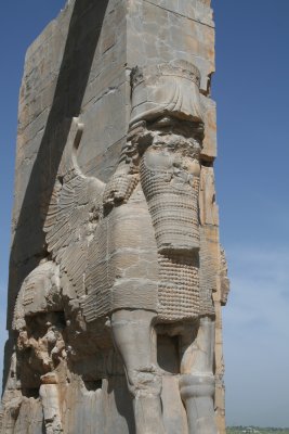 Human headed winged bulls at the entrance gate of Darius's palace.