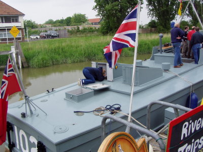 May 6 -- I'm inspecting the engine.  The boat was one of the celebrated Dunkirk Little Ships.