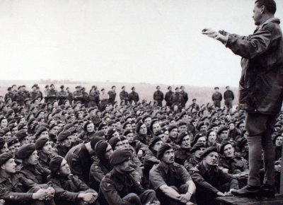 5/18 Photo of  Gen Gale addressing troups before D-Day Assault