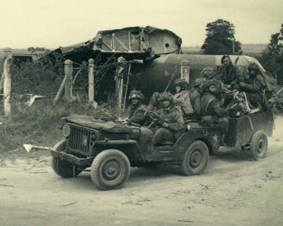  Pegasus Museum photo -- soldiers with Horsa glider in background