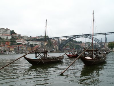 Boats called barcos rabelos that used to ferry the port wine down the Duro