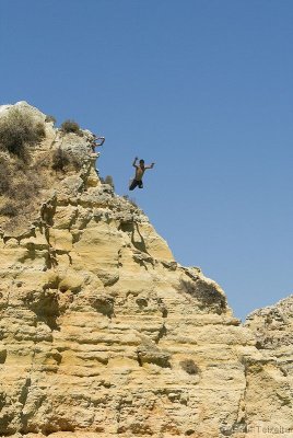 Diving from the rocks in Lagos, Algarve