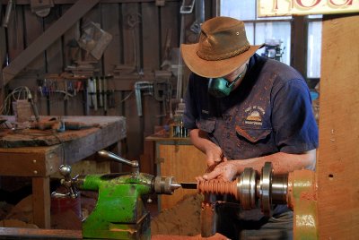 Woodturner and his lathe ~