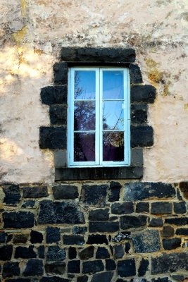 Blue stone wall & window