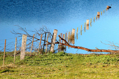 Fence under flood waters