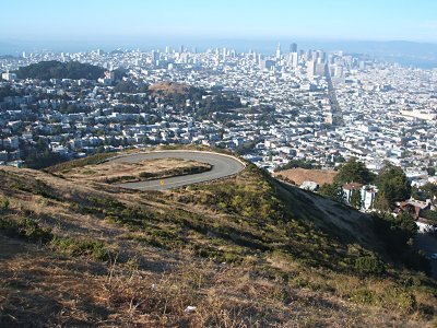 view over downtown San Francisco, from Twin Peaks
