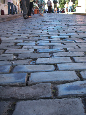 blue block paving stones, Calle de San Sebastian