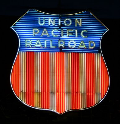Union Pacific Railroad Sign night detail