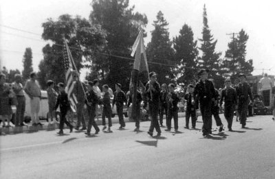 Randy's cub scout troup on parade