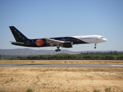 Titan Airways aircraft at Faro International Airport