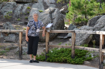 Sheila on the boardwalk to Mount Rushmore