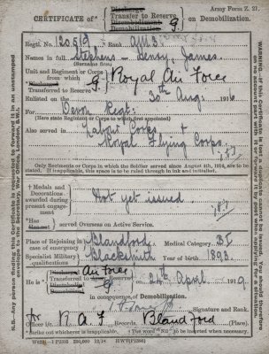 RAF Discharge 1919