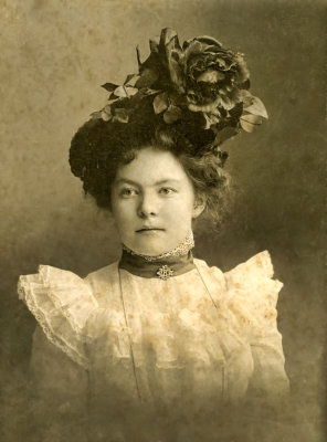 Lady with Large Floral Hat 