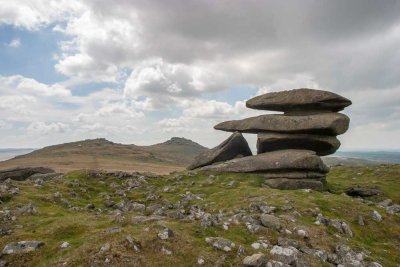 CRW_01166-Edit.jpg Ring Cairn on Showery Tor with Rough Tor in distance - Bodmin Moor -  A Santillo 2004