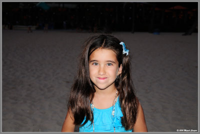 Iliana on the beach at night