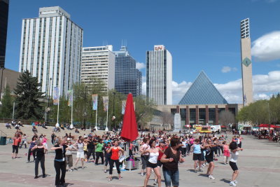 Group exercise in Churchill Square