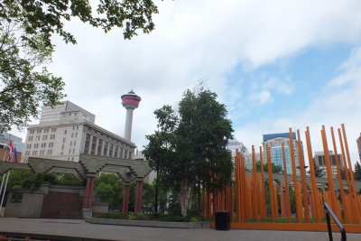 Calgary tower seen from Olympic Plaza