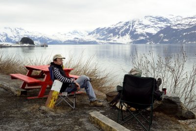 Campsite overlooking Valdez Narrows