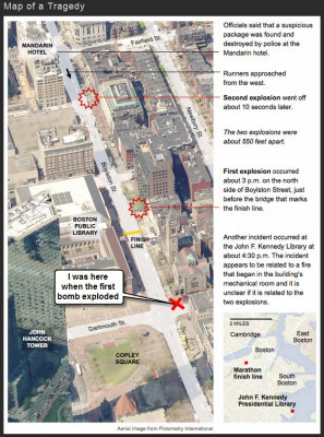 I was headed back to the spot where the first bomb exploded...