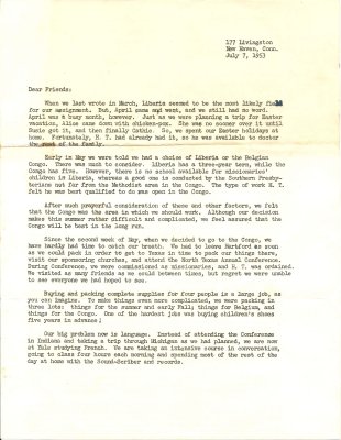 19530707 - Letter from New Haven (Conn) - Jul 7 1953