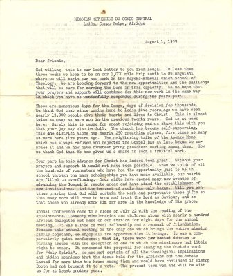 19590801 - Letter from Lodja (Congo) - Aug 1 1959