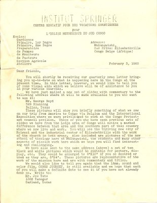 19600203 - Letter from Mulungwishi (Congo) - Feb 3 1960