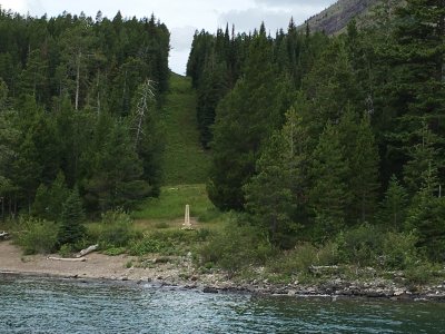 Border between Canada and the U.S. at Upper Waterton Lake