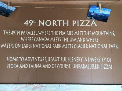 Sign inside 49 North Pizza shop