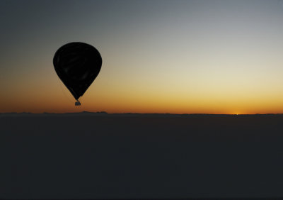 Sunrise from hot air ballon over desert near Alice Springs