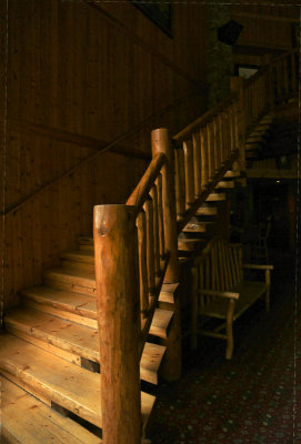 Sunbeam on wooden staircase