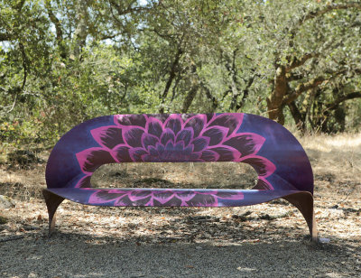 purple magenta bench