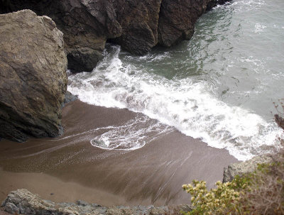 coast fog Blind Beach waves rocks