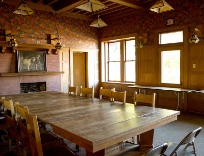Hood House Dining Room table and fire place.jpg