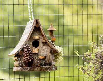 wooden patio birdhouse