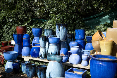 stacked colorful pots 