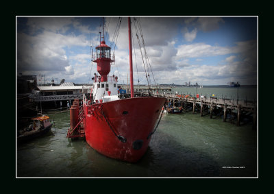 View through the glass window of the Lifeboat Station.