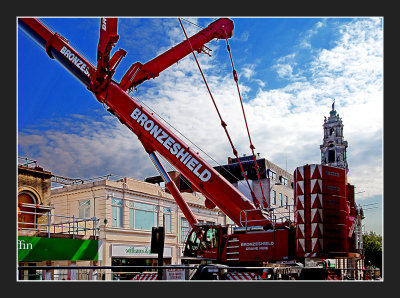 The Town Hall is Dwarfed by the 350 Ton Crane 