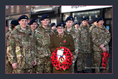 The Army Cadet Force  A wreath of Poppies to lay at the Memorial 