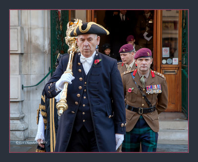 The Town Sergeant leads the Civic and Military Officers from the Town Hall 