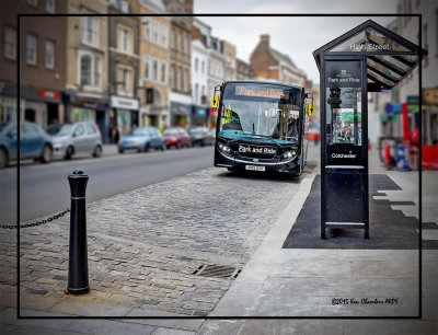 One of the first Park & Ride Buses arrives at the dedicated High Street Stop. 