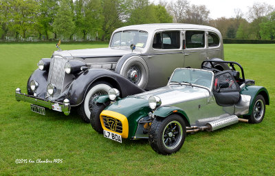 Little & Large. Classic Packard and a Caterham 7 