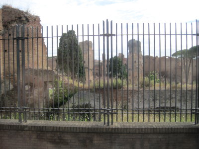 Ruins through the fence