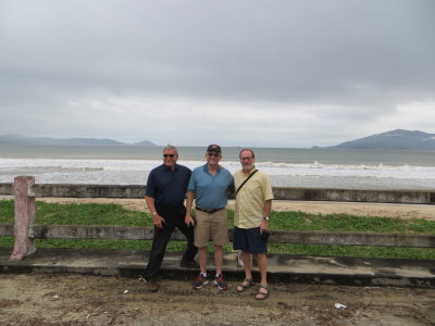 Three Vietnam Vets where US troops first landed near Da Nang in 1965