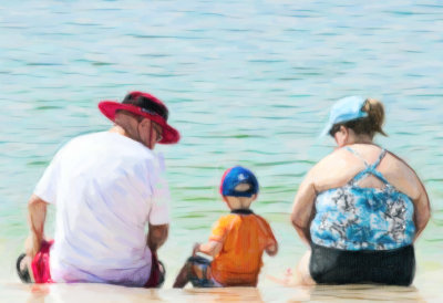 Three Generations Of Beach Goers